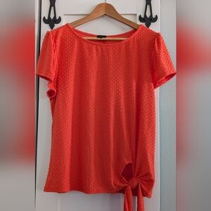 Orange Side Tie Blouse